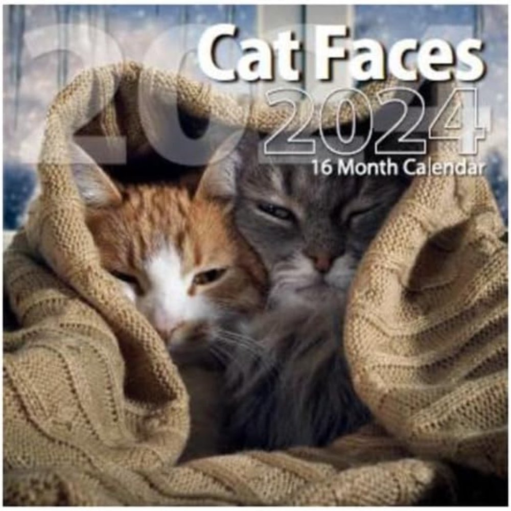 2024 Cat Faces Full Size Wall Calendar for Planning, Scheduling, and Organizing